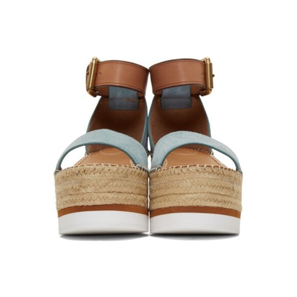 See by Chloé Blue Suede Platform Espadrille Sandals - Size US 10 / EU 40 - Picture 11 of 14